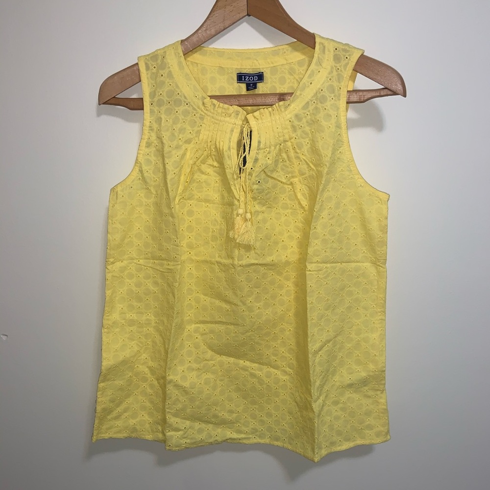NWT IZOD Tank Top Yellow Lace with Ties
